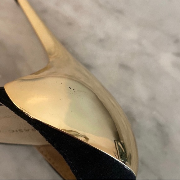 Zara Black & Gold Stiletto Suede Ankle Strap High Heels, Women’s EU 38, US 7.5 - Picture 7 of 13